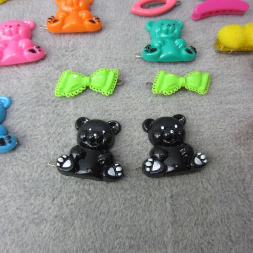 Vintage Child Hair Barrettes Bears Clips Green Bows Banana Clip - Picture 3 of 15