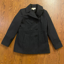 Michael Kors Charcoal Gray Wool Blend Double Breasted Peacoat Large