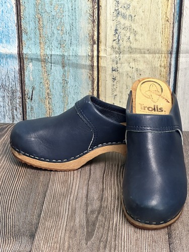 Vintage Trolls Navy Blue Leather Clogs Vintage Clogs Size 37 US Size (6) - Picture 22 of 24
