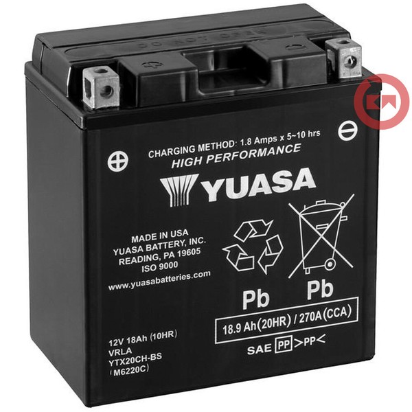 Batterie Yuasa YTX20CH-BS 12V 18AH Kawasaki VN Vulcan Nomad FI 1600 2004 2005-image