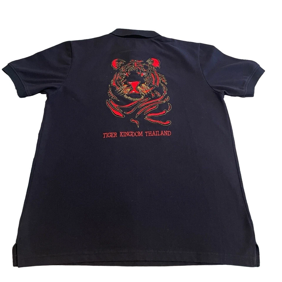 Camisa Tiger Kingdom Hombre XL Negra Bordada Ligera Informal Tailandia Polo Foto 2 de 4