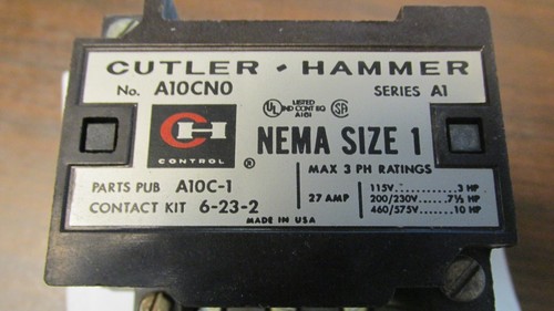 Cutler-Hammer A10CNO Size 1 Motor Starter With 120 Volt Coil,..ZM-401A - Picture 3 of 4