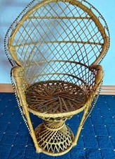 Alter Puppen Rattanstuhl Vintage / Retro / Deko