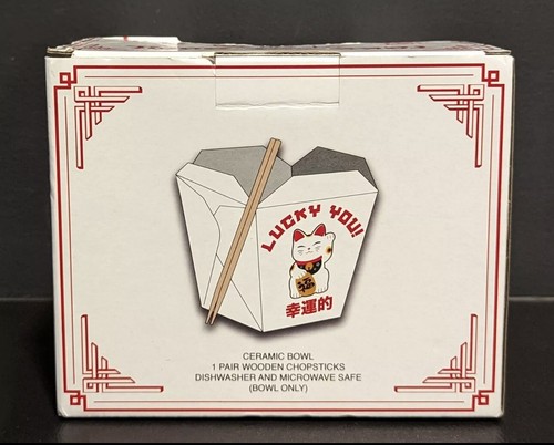 Take Out Bowl Lucky You Cat Noodle Bowl and Chopsticks Set - NIB - Picture 6 of 7