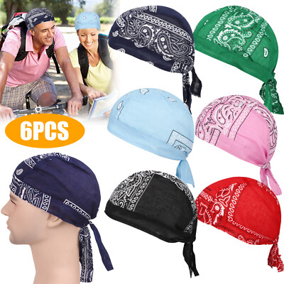 6pcs Men Women Bandana Hip-hop Hat Head Scarf Turban Headwrap Beanie Cycling Cap