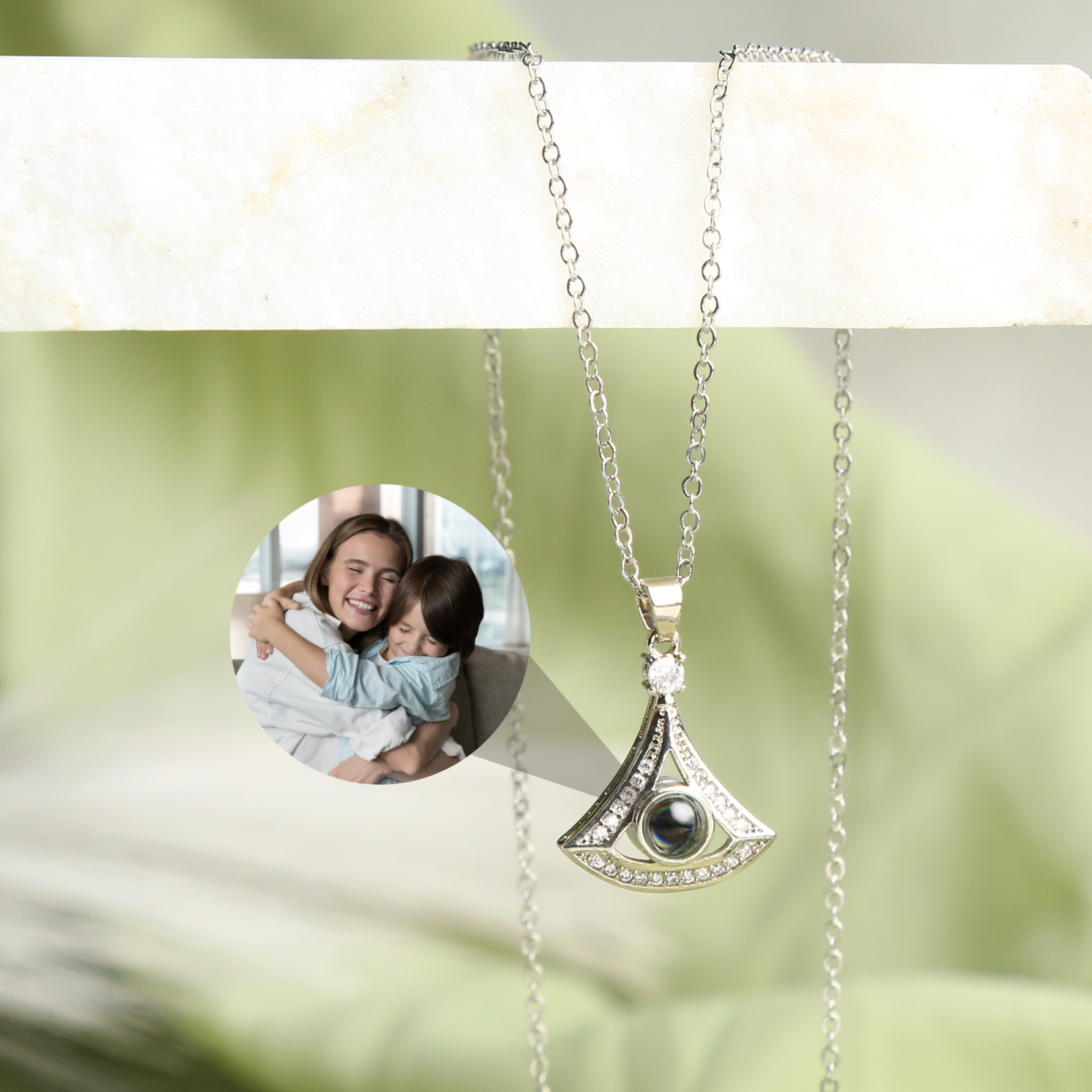 Personalized Fan Photo Projection Necklace • Birthday Gift for Sister • Pet Loss