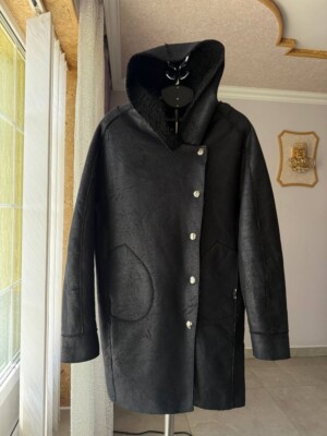 COP COPINE VERVET FAUX FUR SHEEPSKIN SHEARLING HOODED COAT JACKET