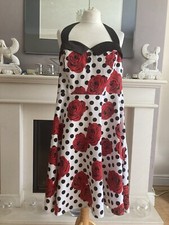 Dressystar White, Red Rose, Black Polka Dot Dress Size 2XL