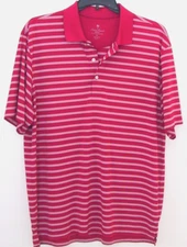Palm Beach Golf Performance Polo Shirt XL Red/White Stripe Breathable No Logo