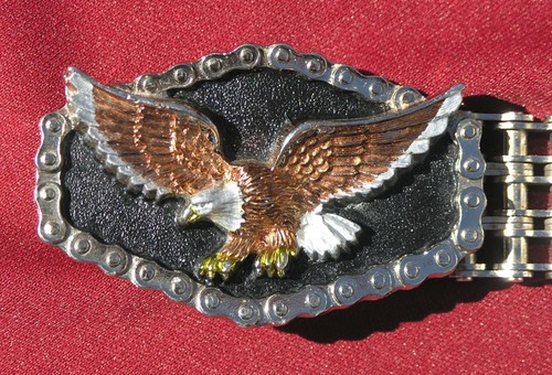 Vtg Harley "Sportster" Primary Chain Motorcycle Belt Eagle Buckle sz 44” Nice! - Picture 3 of 5