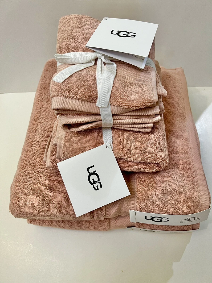 UGG PASHA 2 Bath 2 Hand 4 Washcloth Towel Set ROSE CLOUD Thick Soft Turkey  New