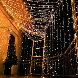 300 LED Fairy String Lights Curtain Window Wedding Party Decor Remote In/Outdoor