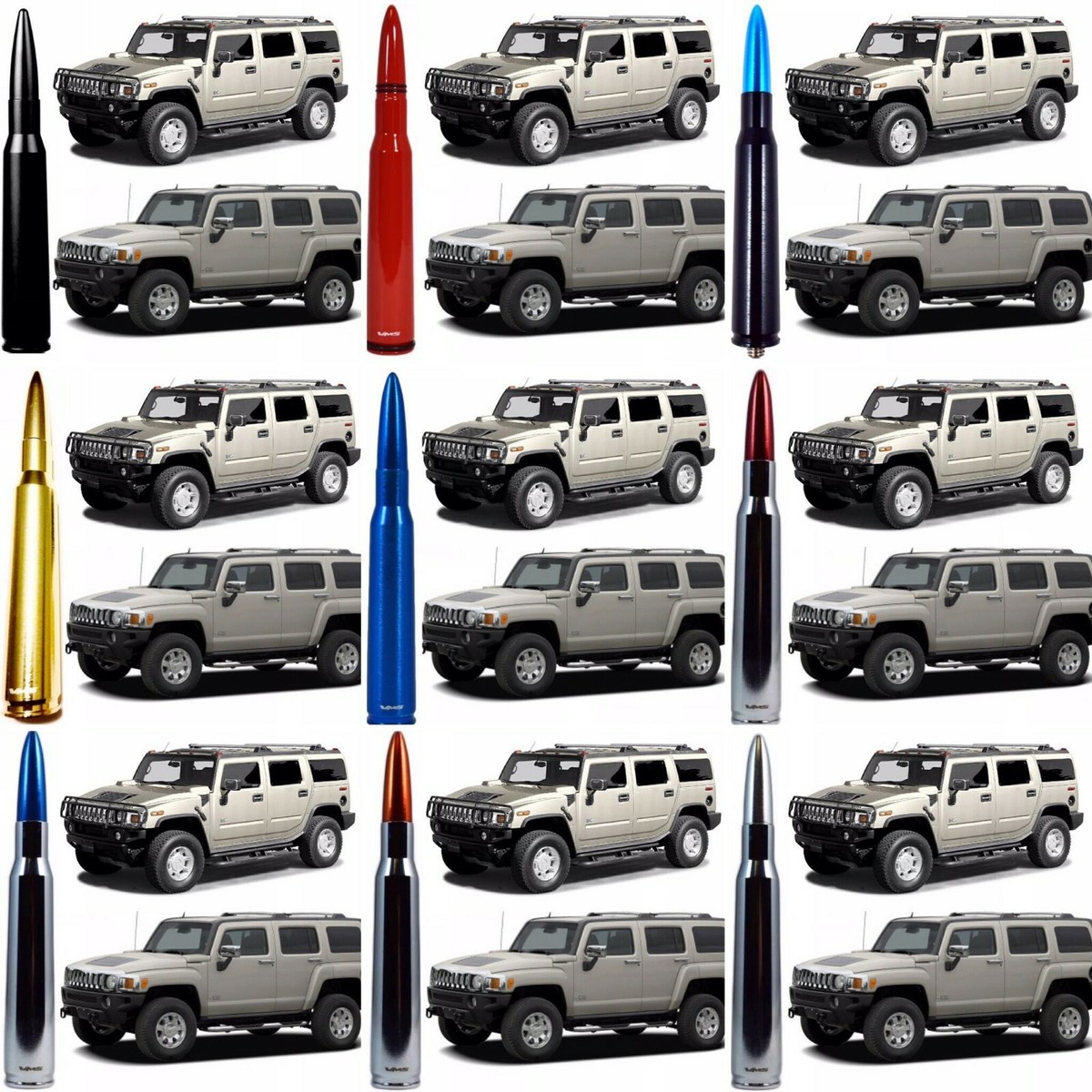 Chrome 50 Caliber Bullet Antenna For Hummer H2 And H3 All