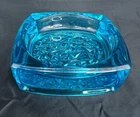VTG Rudolf JURNIKL Sklo Union Czech Vaseline Blue Glass Ashtray 6'x6'x2'
