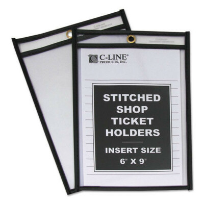 C-Line 46069 50 Sheets 6'' x 9'' Shop Ticket Holders Stitched - Clear (25/Box) New