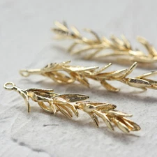 One Piece Premium Gold Plated Brass Base Branch Pendant- 45x11mm (4484C)