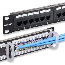 24-Port Cat6 Patch Panel 10Gbps RJ45 Keystone Network Panel for Rackmount or ...
