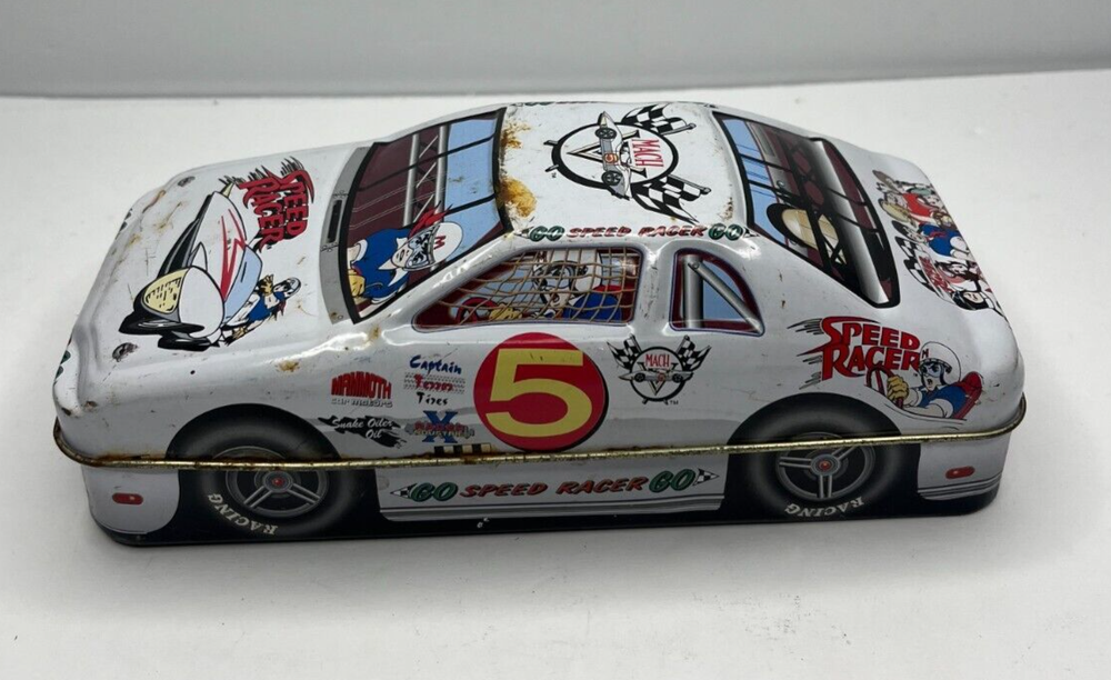 Vintage Speed Racer Mach 5 Racecar 1998 The Tin box company of America Tin Can