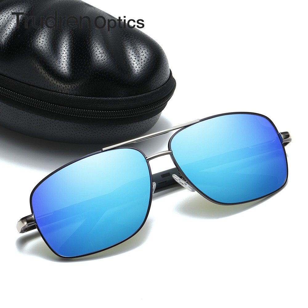 Trudren Mens Rectangular Metal Driving Sunglasses With Anti-glare Polarized Lens image 2