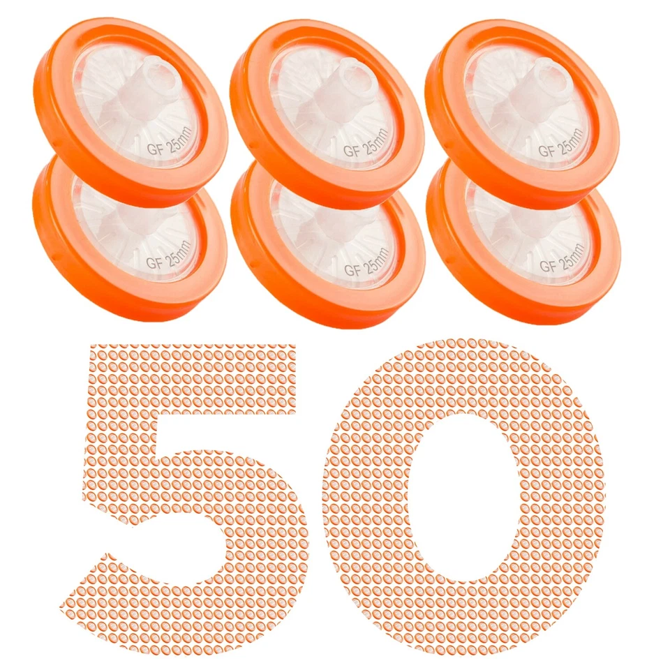 GF Syringe Filter 25mm 0.7μm Lab Filters,Hydrophilic Glass Fiber Membrane,50pcs