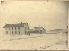 Old Photograph  Wind River Hotel & H C Lawer Co Stores  Riverton Wyo c1910-20