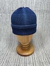 ROTOTO Mil Watch Cap Beanie, ONE SIZE, Washed Dark Indigo, Knitted Cotton Japan