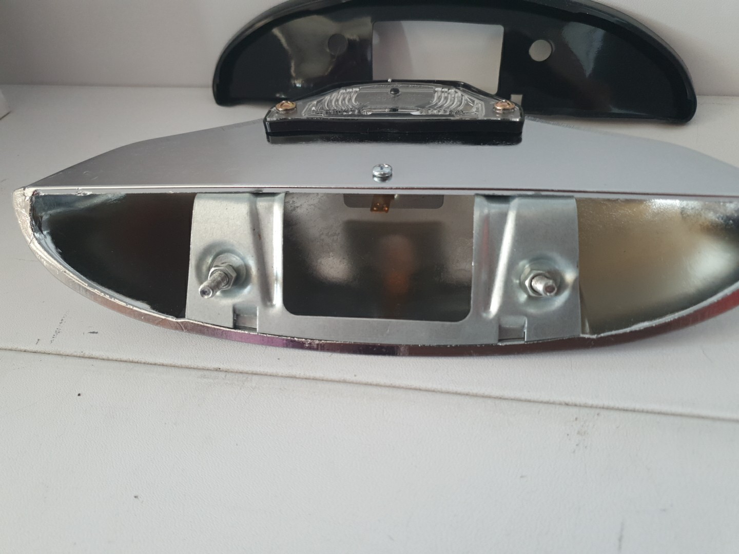 FANALINO LUCE TARGA POSTERIORE FIAT 500 EPOCA IN ALLUMINIO CROMATO con GUARNIZ - Miniatura 7