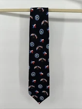 Unique The State Of Texas Black Tie 100% Silk Excellent Condition 60”