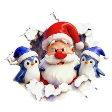 Santa Claus Wall Stickers Removable 3D Effect Funny Christmas Party Decals