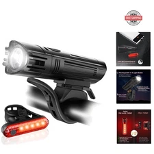 Compact Bike Light Set - Easy Install USB Rechargeable Front and Rear Lights