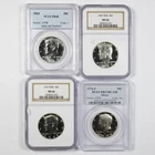 1964 PR68, 2x 1967 SMS66, 1976-S PR67DCAM Silver Graded Kennedy 50c