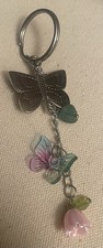 Silver Butterfly Key Chain With Multicolor Acrylic Butterfly