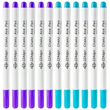 12 Pcs Disappearing Ink Pen Water Soluble Pens Fabric Markers Pens for Sewing