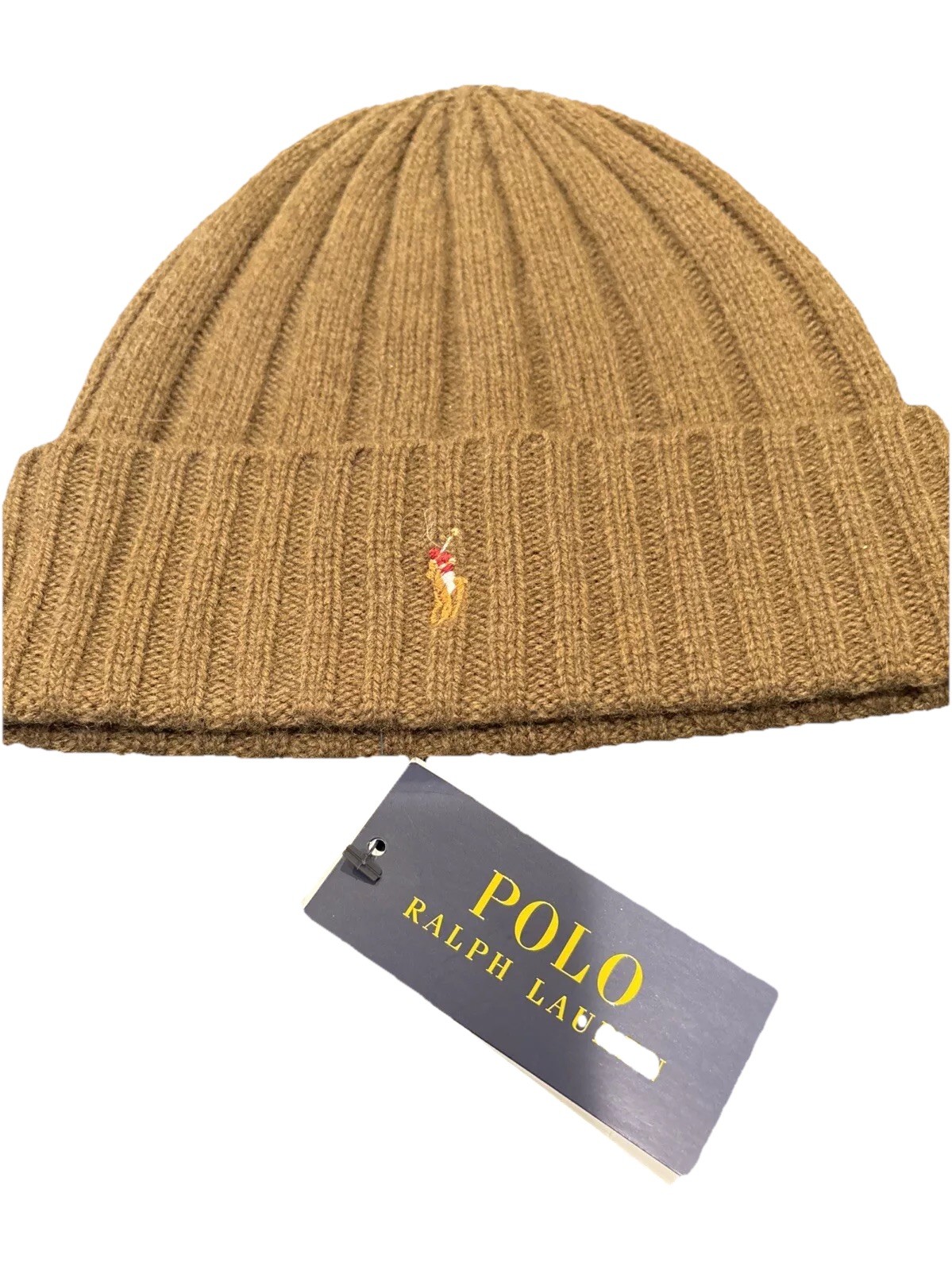 Polo Ralph Lauren Cappello in Maglia con Polsini Uomo Taglia Unica Oliva Multi Pony