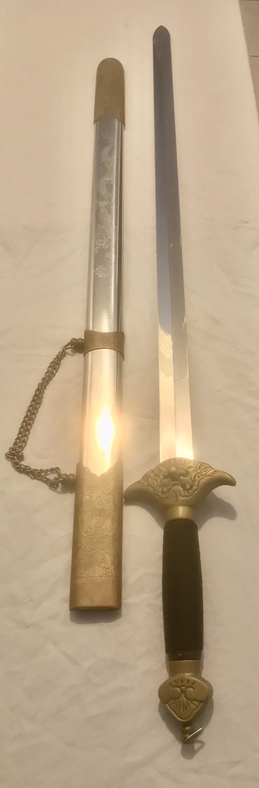 Vintage Chinese Kungfu Tai Ji Jian Stainless Steel Exercise Tai Chi Sword 