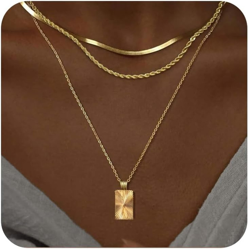 Collier en plaqué or lot de 3 chaînes hypoallergéniques coffret cadeau