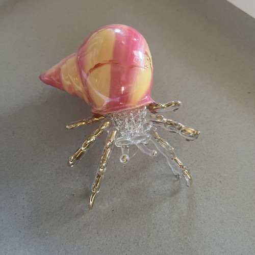 Hermit Crab Glass Figurine Handcrafted Ocean Sea Life Coastal Decor Collectible