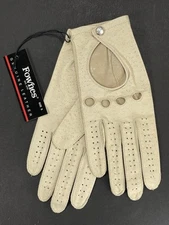 Vintage Fownes Leather Gloves Size S Beige Driving Style Perforated Cutout NWT