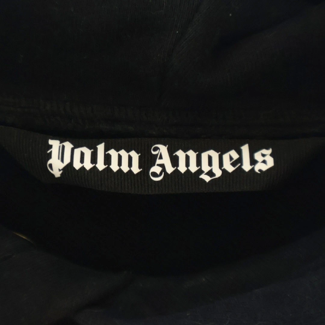 Felpa con cappuccio pullover stampa logo Palm Angels PMBB126F23FLE001 nera usata 29dbf14141f17