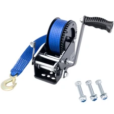 Boat Trailer Winch 3500lbs With 32ft Strap Heavy Duty Hook Portable Hand Winch