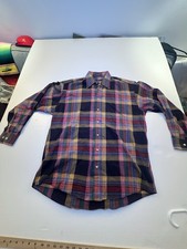 Burberry London Vintage Men  s Plaid Flannel Buttoned Long Sleeve Shirt Size- L
