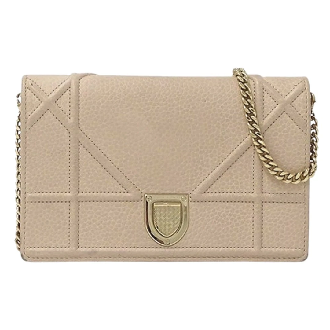Sac Dior pour femme marque pochette bandoulière 2 voies diorama cuir rose beige chaîne