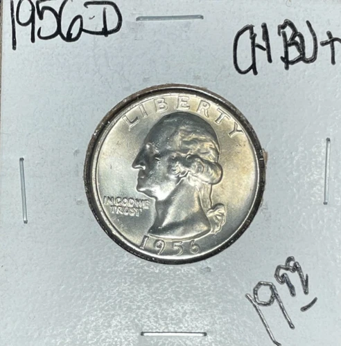 1956-D WASHINGTON SILVER QUARTER ~ CH/BU+ ~BEAUTIFUL COIN~