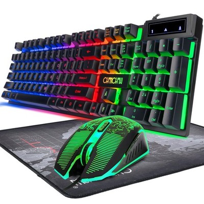 Keyboard and Mouse Combo 4800DPI 2 Side Button Rainbow Backlit Compatible with