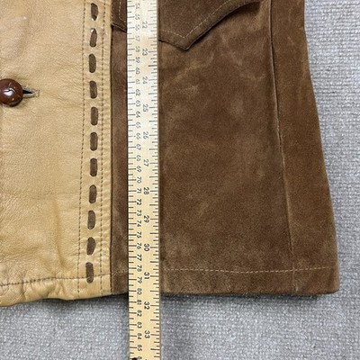 Vintage 70s Pioneer Wear Suede Leather Jacket Sz 38 Sherpa Lined