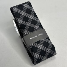 MICHAEL KORS Black Lombard Check Mens Silk / Polyester Blend Tie NEW MSRP 69.50