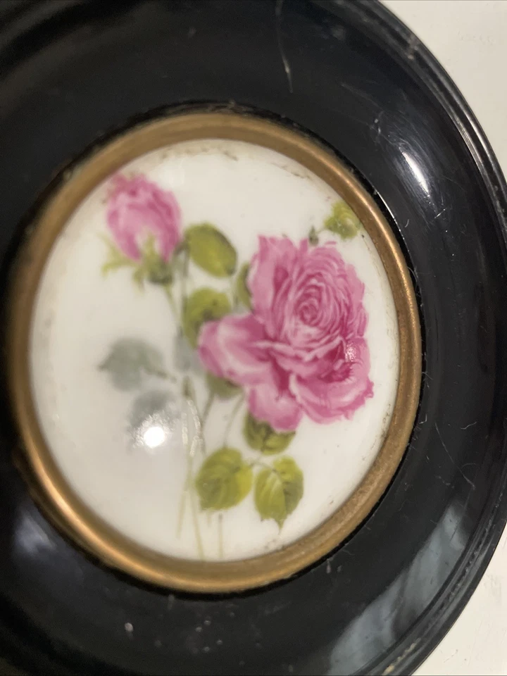 Lot 2 Anciens Petit Cadre Rond Médaillon en Porcelaine de Limoges Goumot Labesse - Photo 3/4