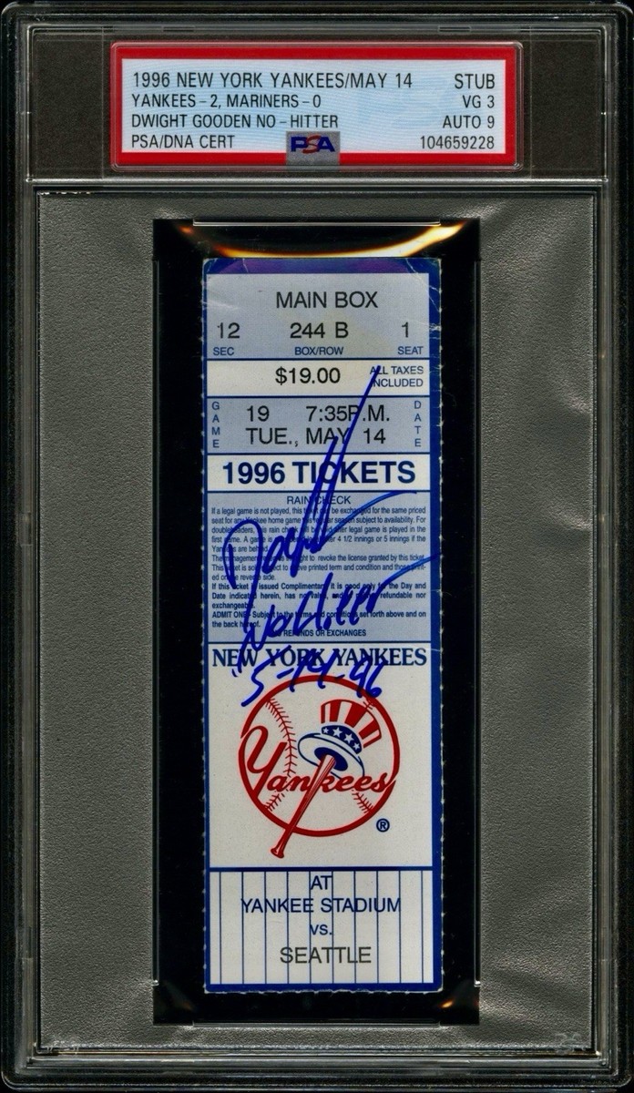 1996 DWIGHT GOODEN SIGNED NO-HITTER TICKET 5/14/96 YANKEES