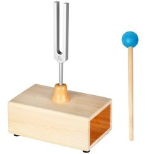 528Hz Tuning Fork with Wooden Resonance Box, Aluminum Alloy  Silicone Hammer...
