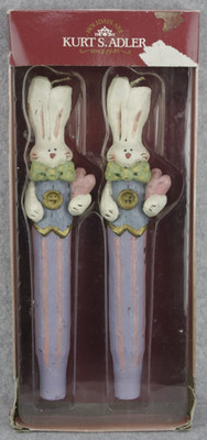 Kurt Adler Spring Time Easter Bunny Taper Candle Set In Box UNBURNED Free Ship